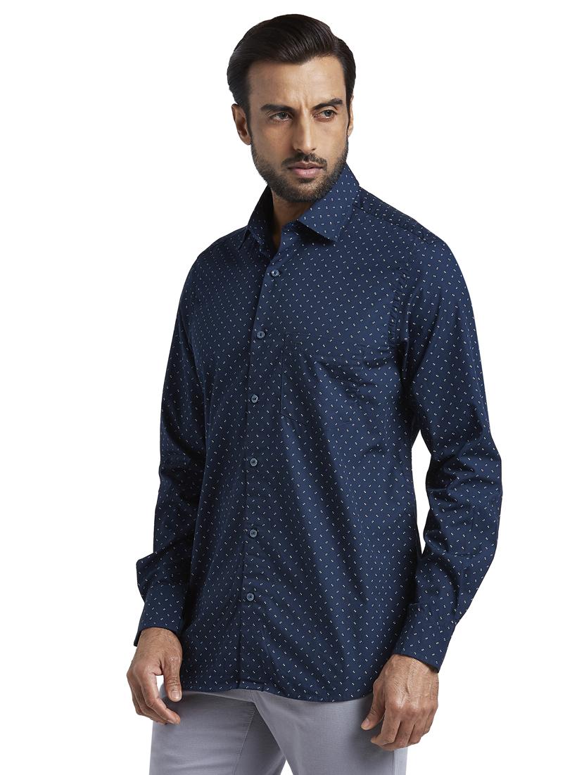 navy blue printed casual shirt - 17592452 - Standard Image - 1