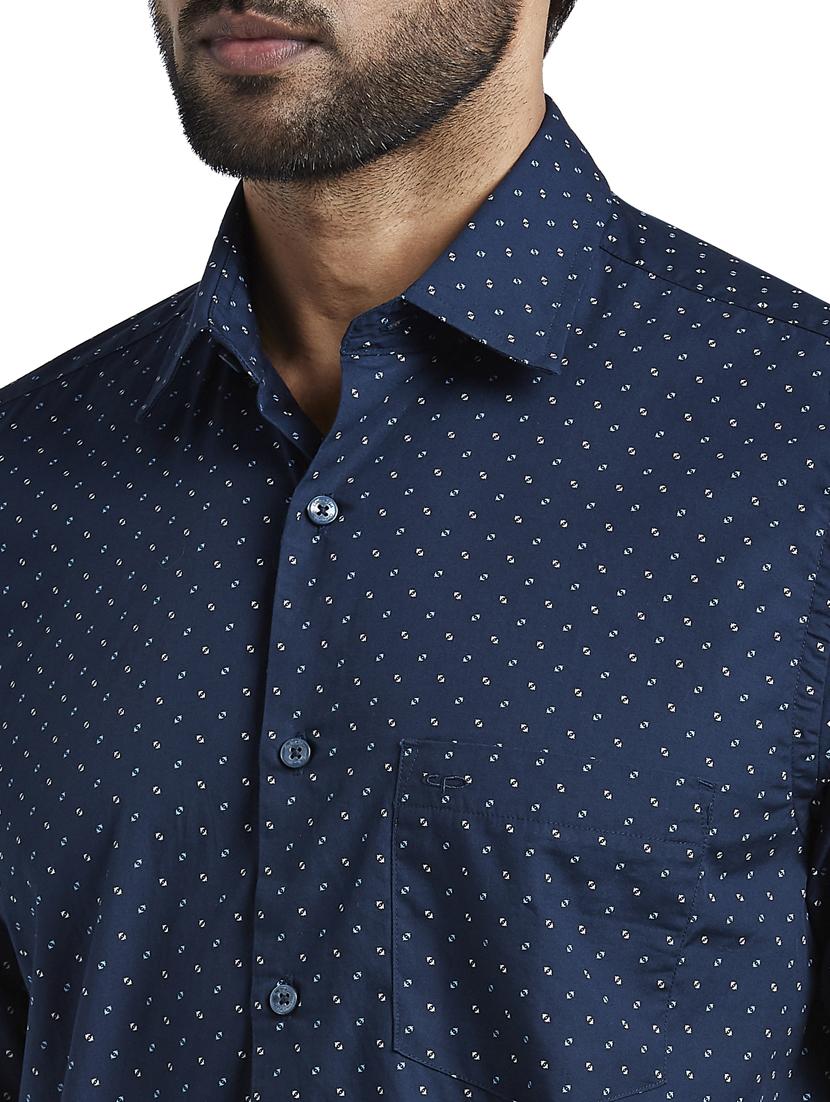 navy blue printed casual shirt - 17592452 - Standard Image - 4