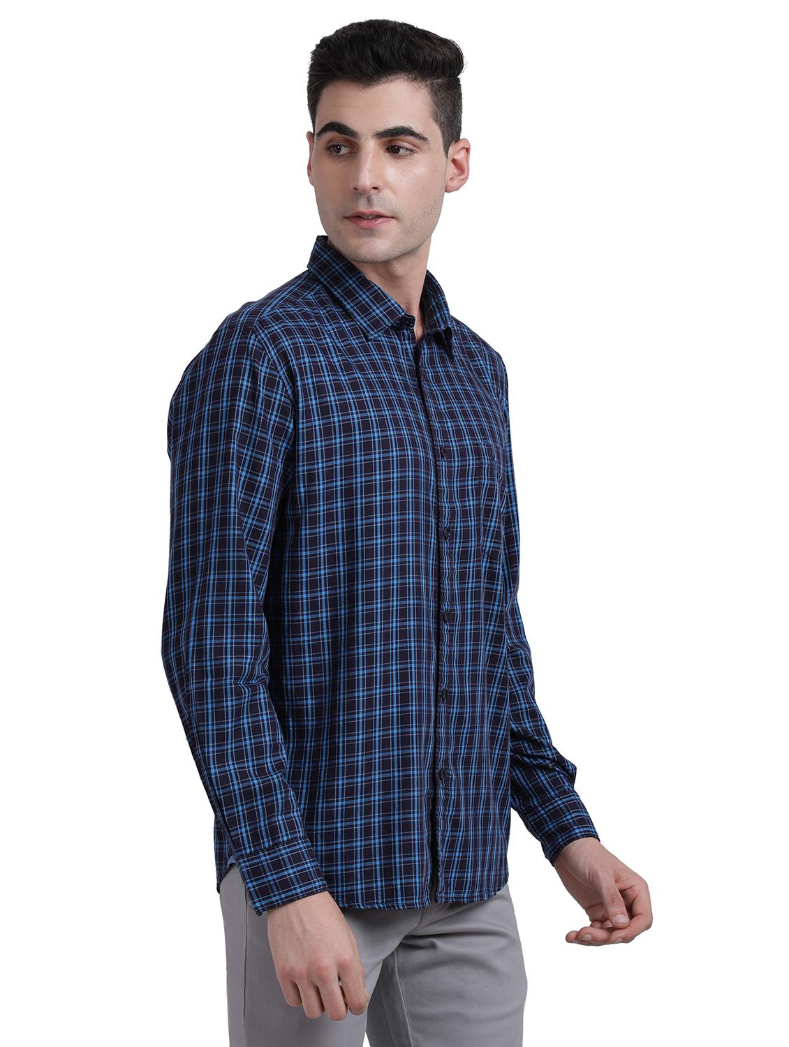 navy blue checkered casual shirt - 17592531 -  Standard Image - 1