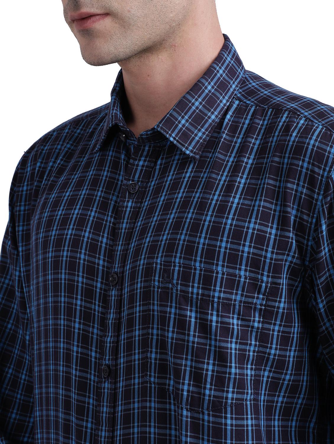 navy blue checkered casual shirt - 17592531 - Standard Image - 4