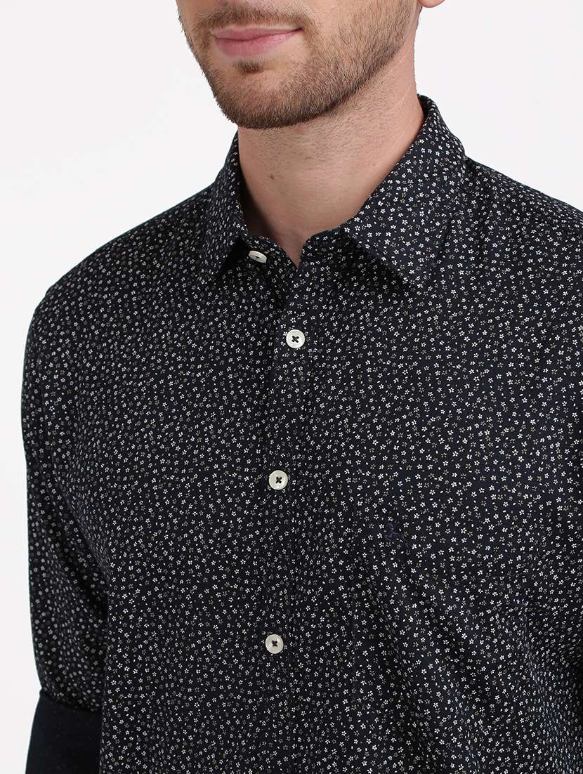 navy blue printed casual shirt - 17592541 - Standard Image - 4