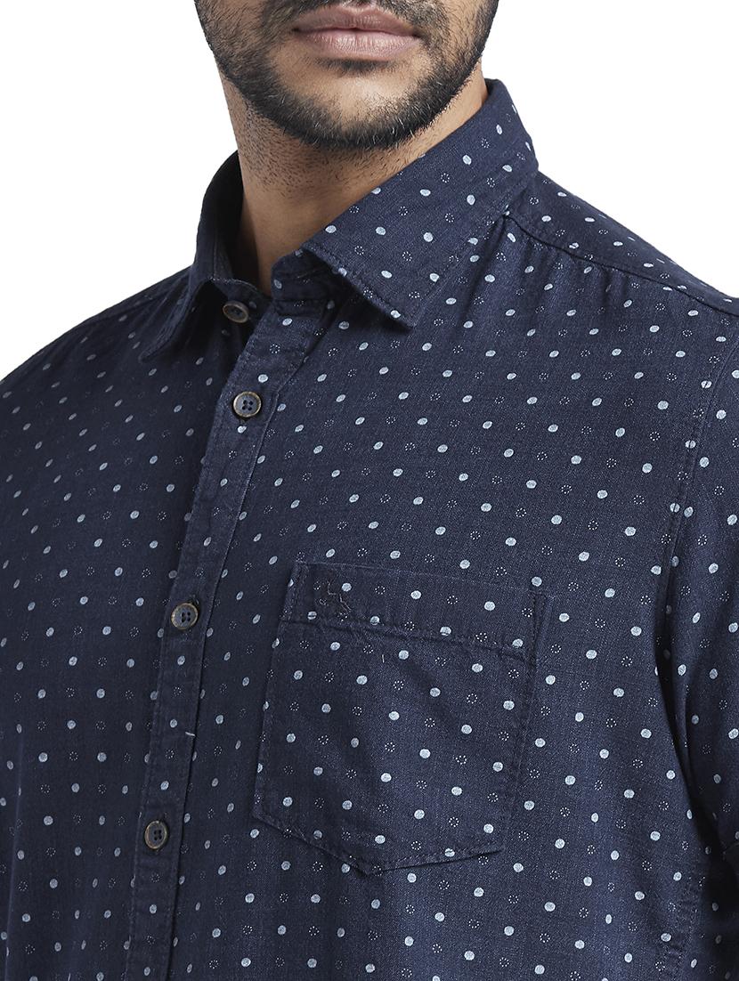 navy blue printed casual shirt - 17592550 - Standard Image - 4
