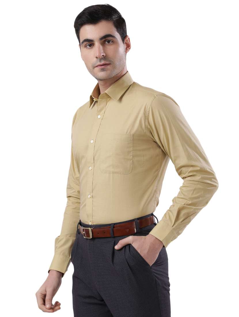 beige solid formal shirt - 17592564 - Standard Image - 1