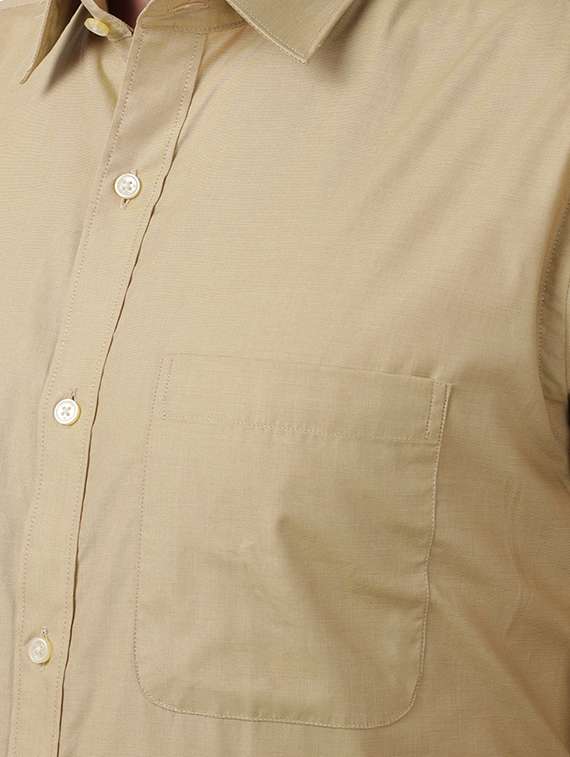 beige solid formal shirt - 17592564 - Standard Image - 4
