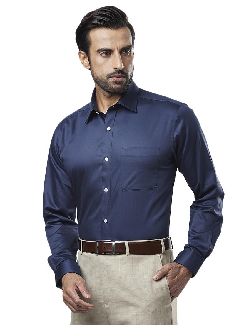 navy blue solid formal shirt - 17592577 - Standard Image - 1