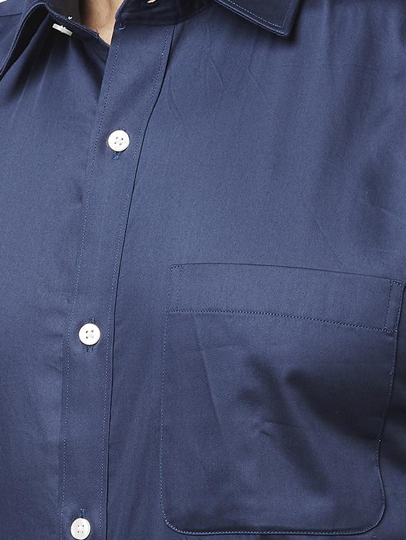 navy blue solid formal shirt - 17592577 - Standard Image - 4