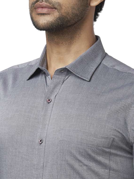 grey solid formal shirt - 17592601 - Standard Image - 4