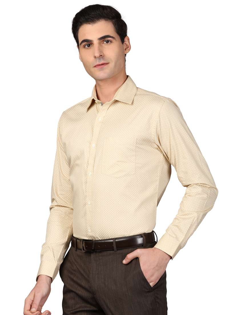 beige self design formal shirt - 17592638 -  Standard Image - 1
