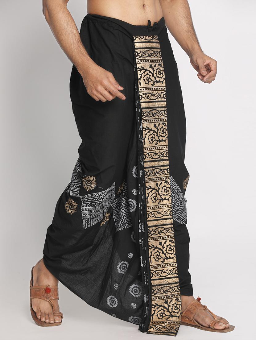 black printed dhoti - 17592774 - Standard Image - 1