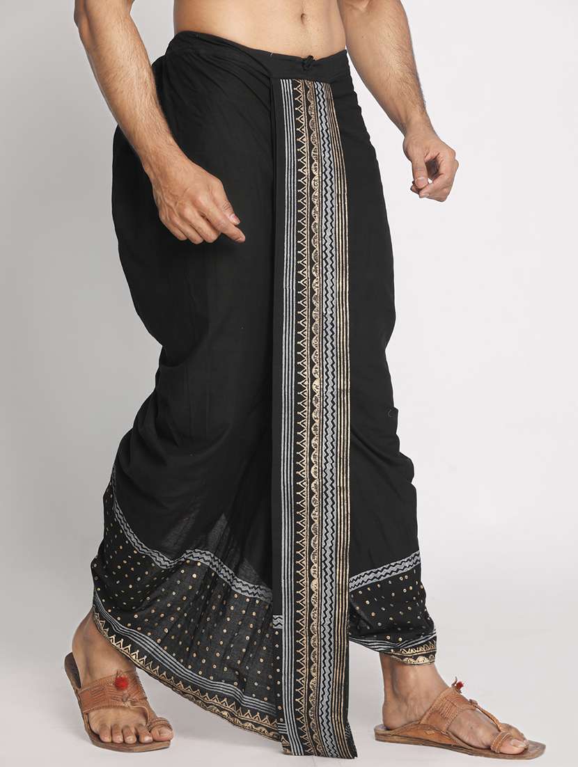 black cotton dhoti - 17592775 -  Standard Image - 1