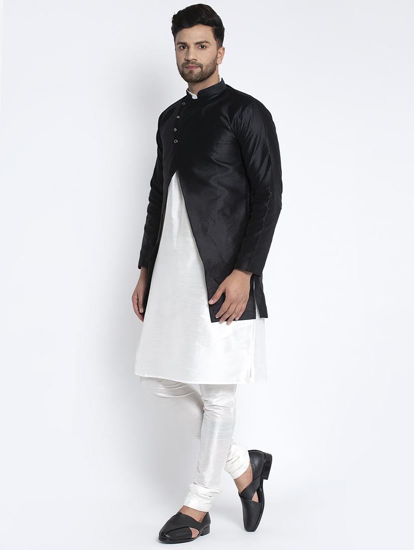 white self design sherwani ethnic wear set - 17594242 - Standard Image - 1