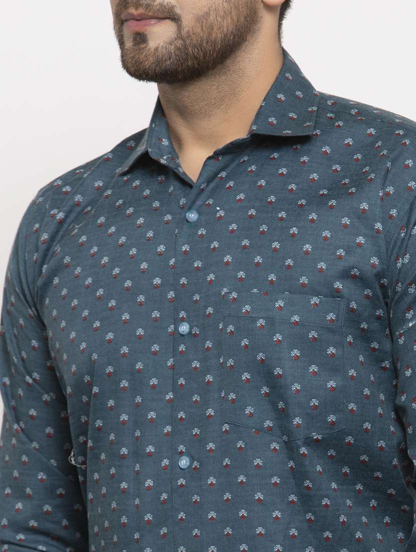 teal ditsy floral casual shirt - 17594348 - Standard Image - 4