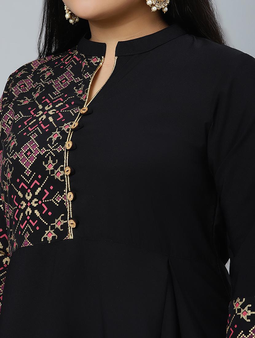 black crepe kurta pant set - 17594646 - Standard Image - 4
