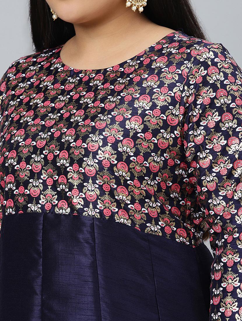 navy art silk kurta pant set - 17594665 - Standard Image - 4