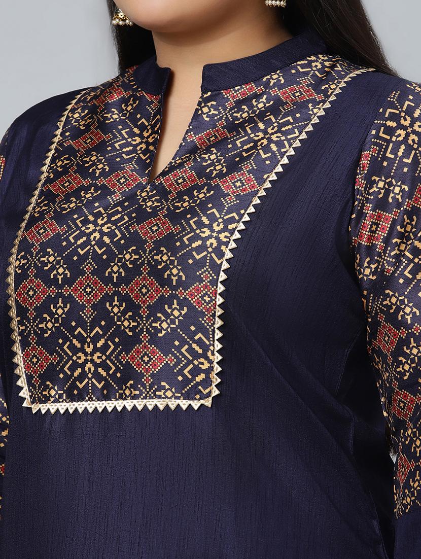 navy art silk kurta pant set - 17594668 - Standard Image - 4