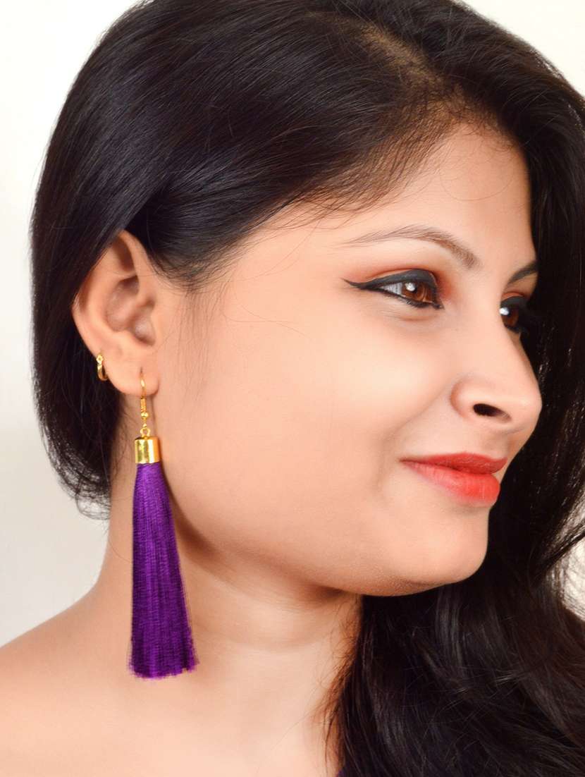 purple cotton drop earring - 17595230 -  Standard Image - 1