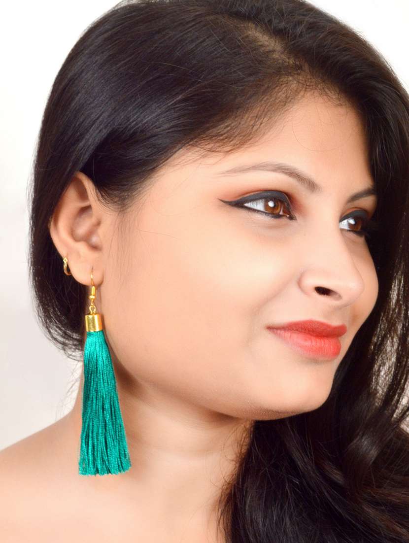 green cotton drop earring - 17595231 - Standard Image - 1