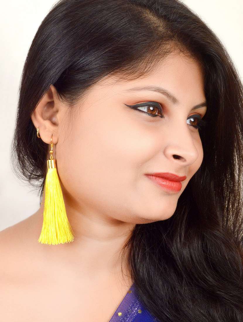 yellow cotton drop earring - 17595235 - Standard Image - 1