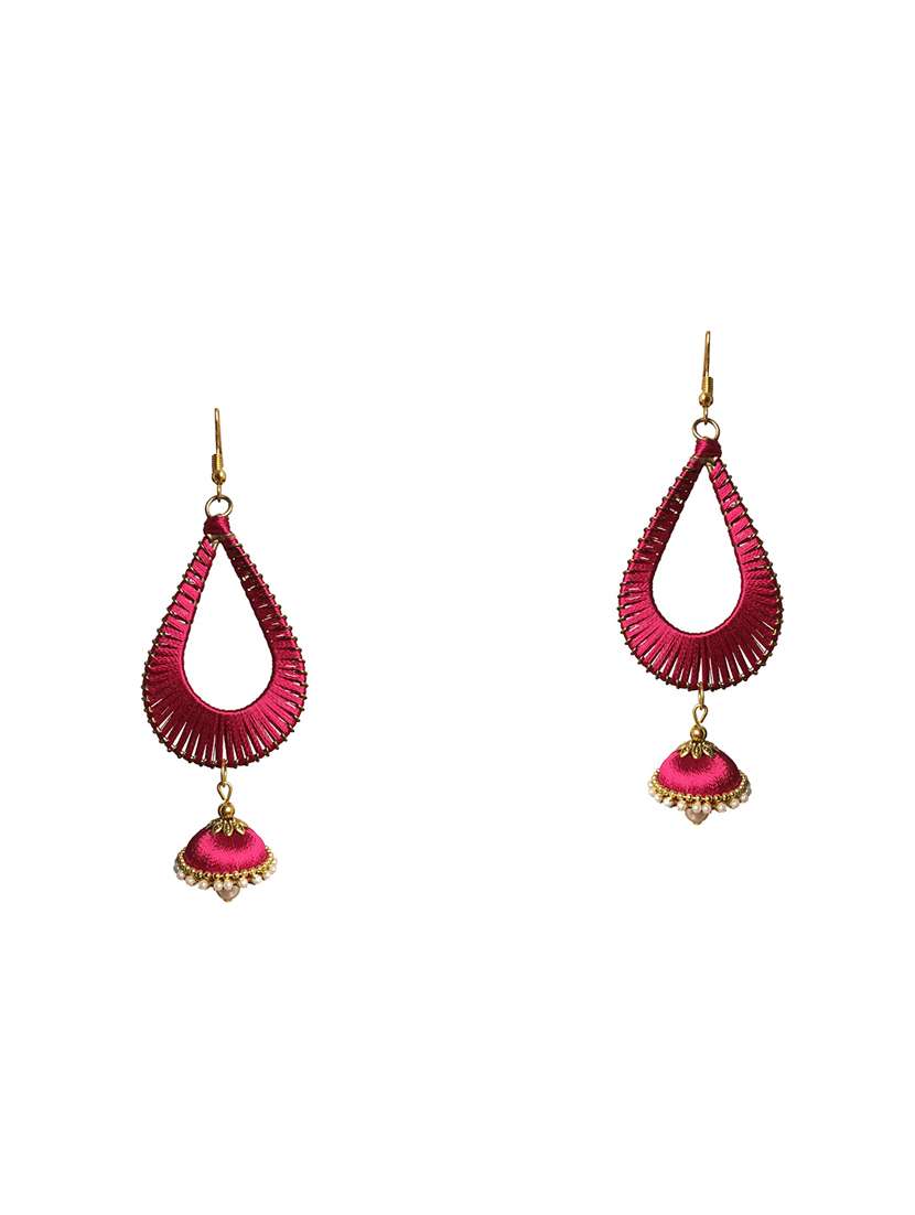 pink cotton chandballi earring