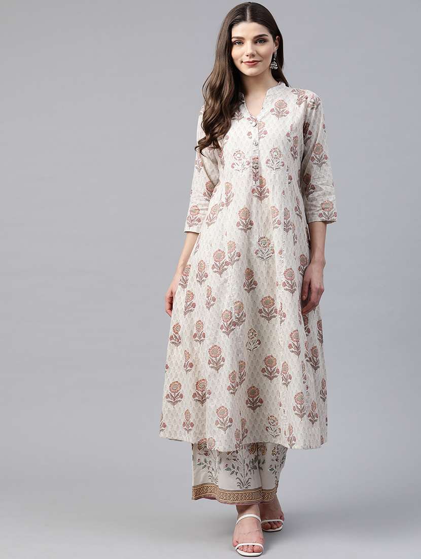offwhite cotton kurta palazzo  set