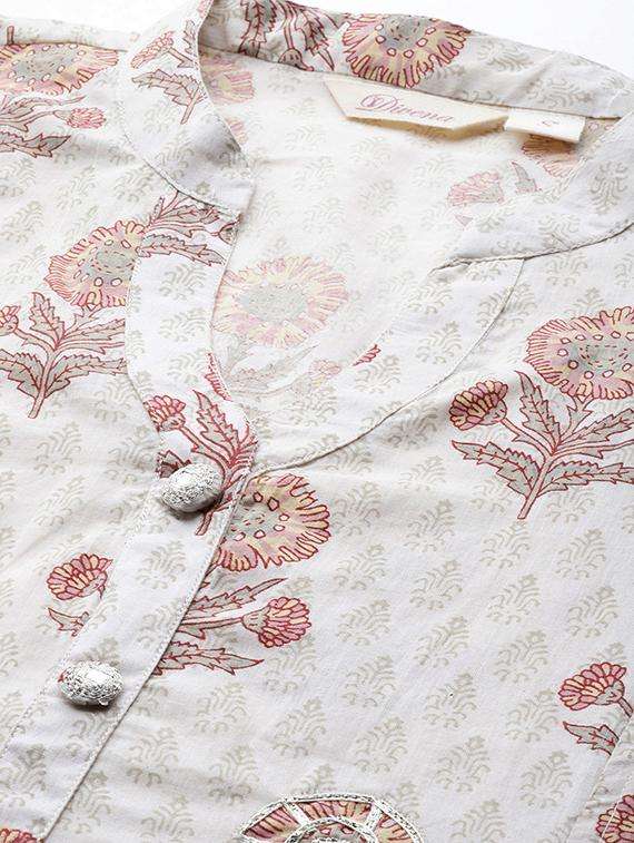 offwhite cotton kurta palazzo  set - 17595846 -  Standard Image - 1