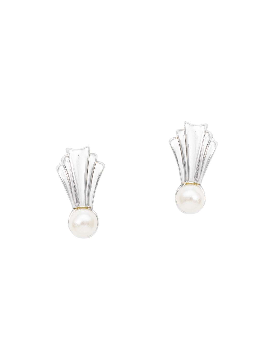 white metal studs earring - 17595882 -  Standard Image - 1