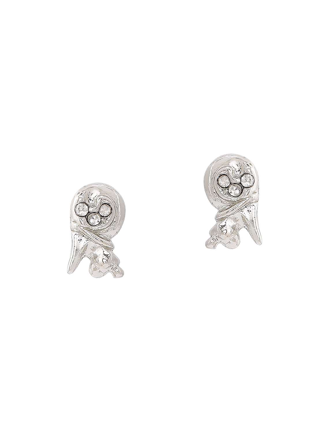 white metal studs earring - 17595889 - Standard Image - 1