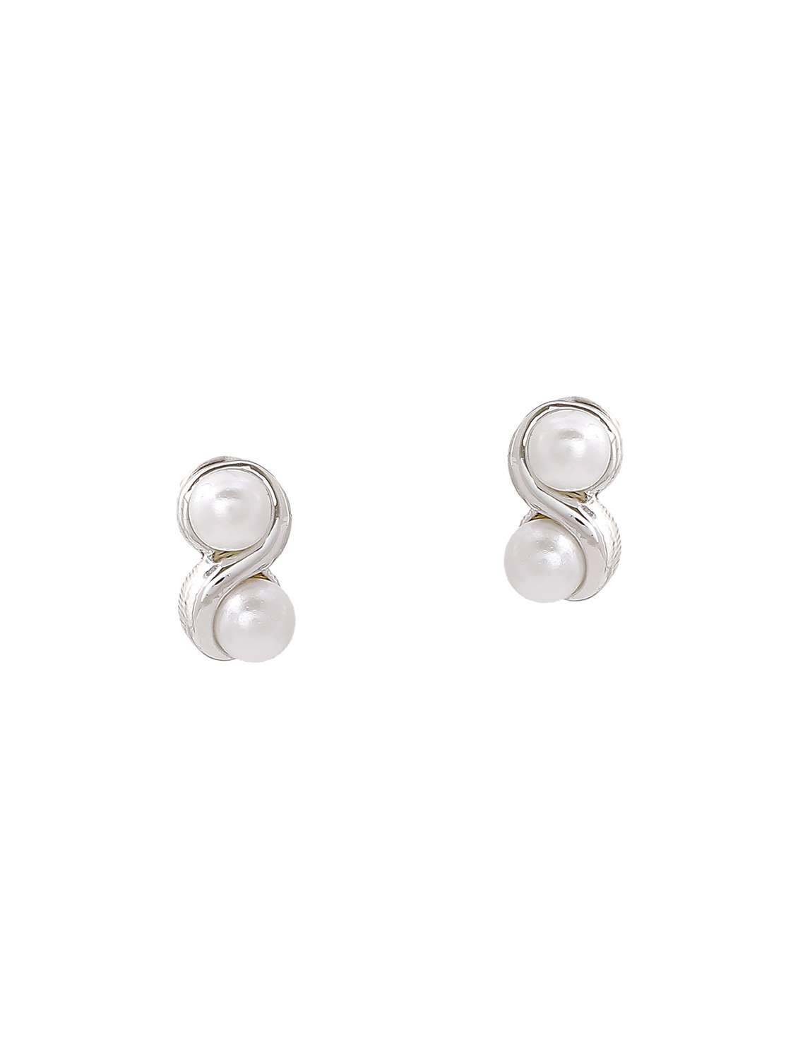 white metal studs earring - 17595891 -  Standard Image - 1
