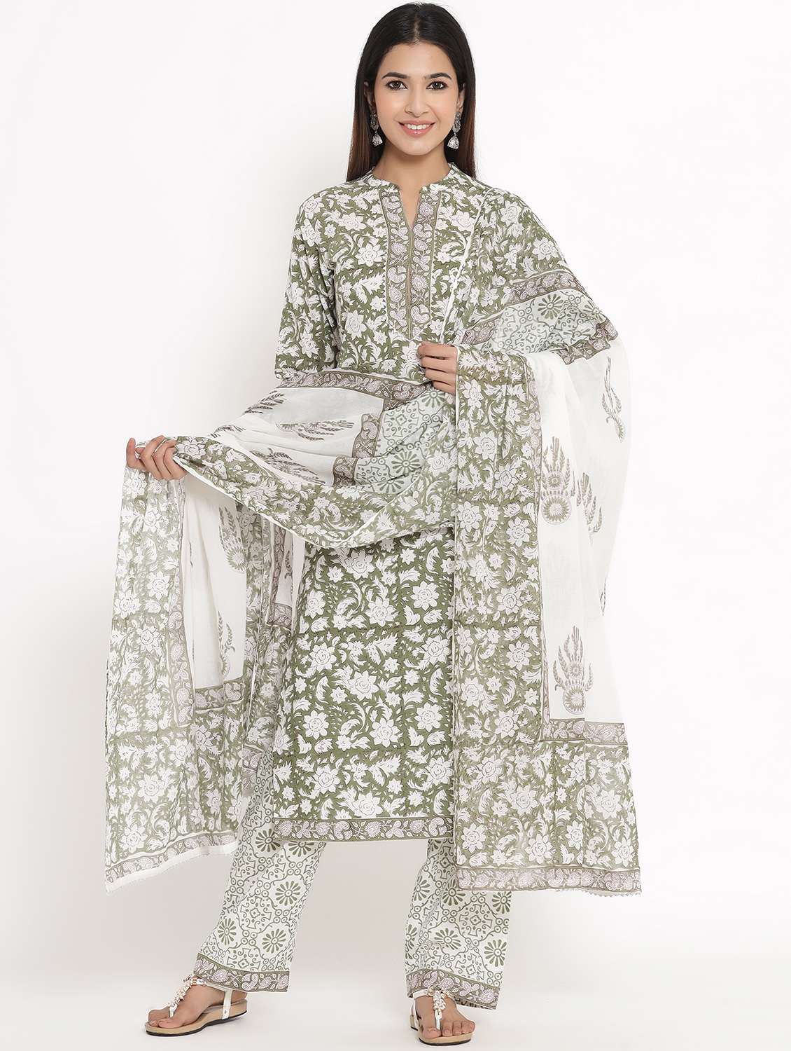 printed suit set with dupatta