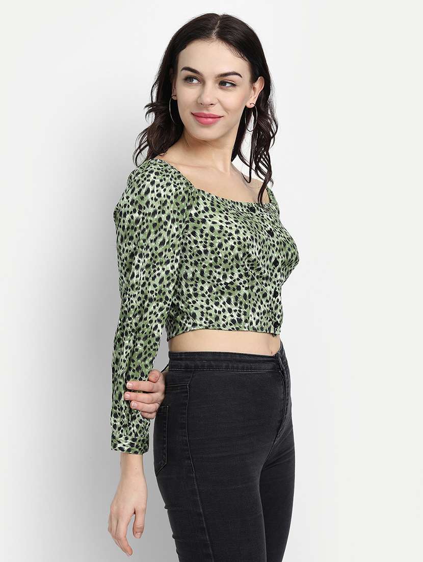 women's crop square neck top - 17596181 - Standard Image - 1