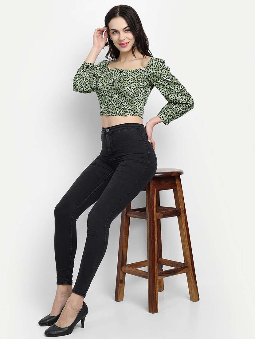 women's crop square neck top - 17596181 - Standard Image - 4