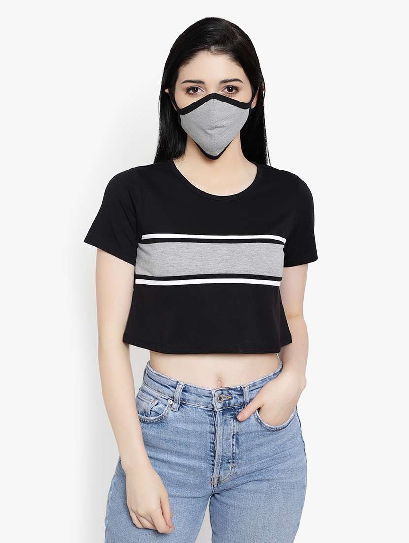 women's crop round neck t-shirt