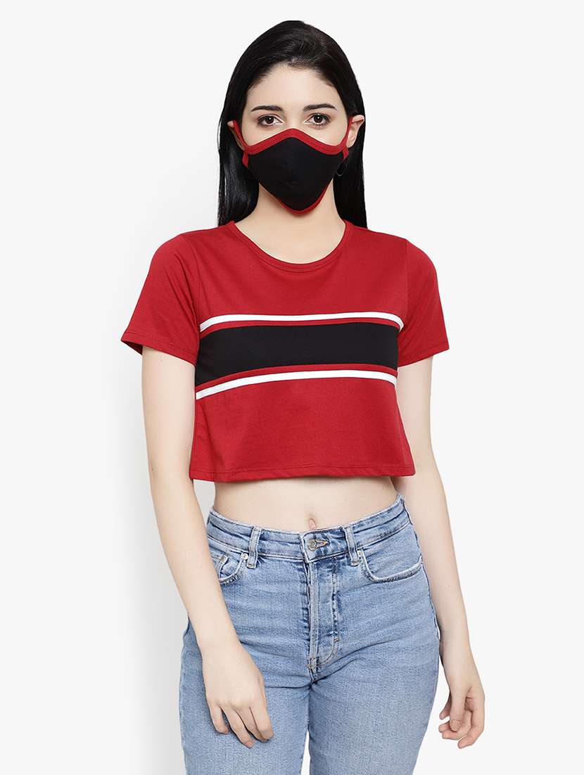 women's crop round neck t-shirt