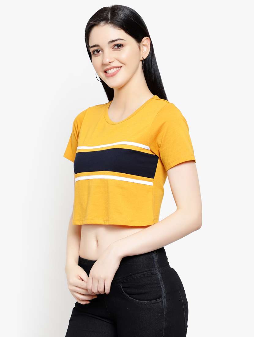 women's crop round neck t-shirt - 17596219 -  Standard Image - 1