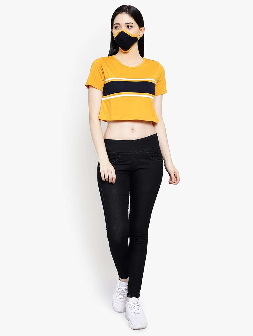 women's crop round neck t-shirt - 17596219 -  Standard Image - 4