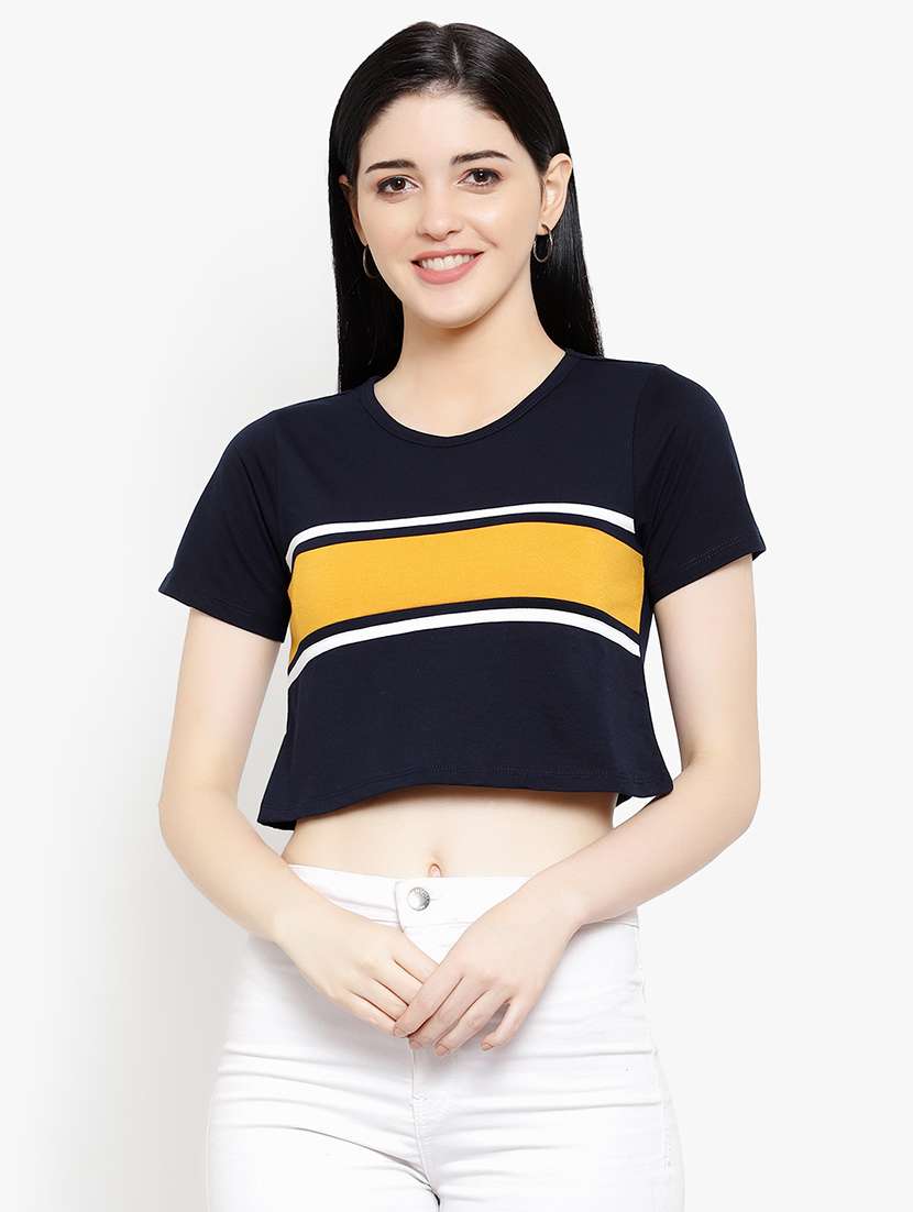 women's crop round neck t-shirt