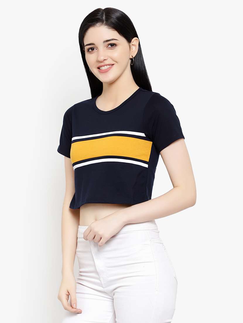 women's crop round neck t-shirt - 17596220 -  Standard Image - 1