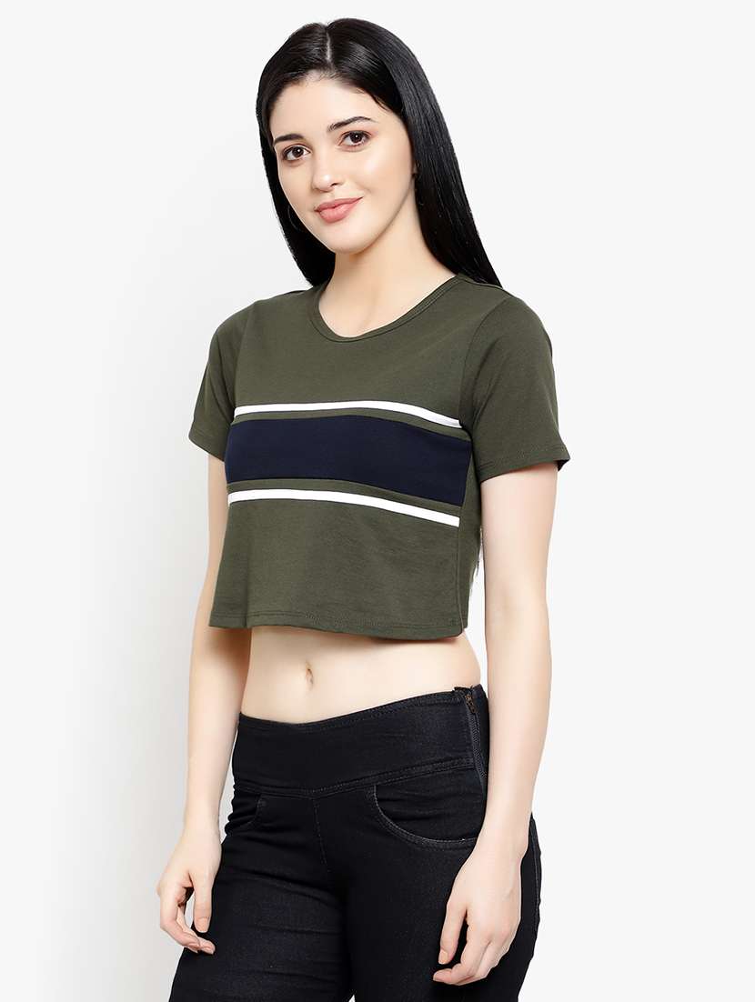 women's crop round neck t-shirt - 17596221 -  Standard Image - 1