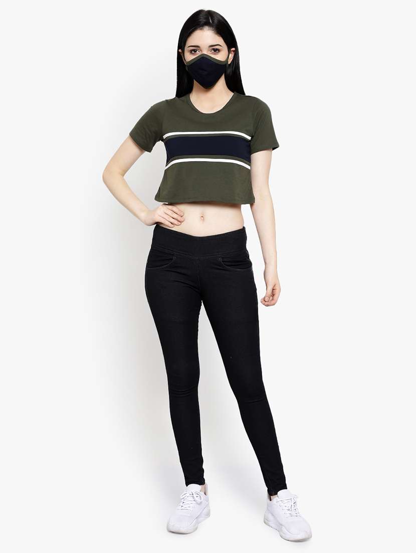 women's crop round neck t-shirt - 17596221 -  Standard Image - 4