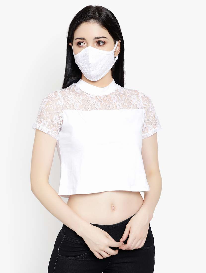 women's crop mock neck top