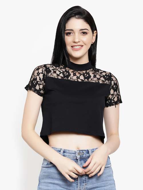 women's crop mock neck top - 17596229 -  Standard Image - 0