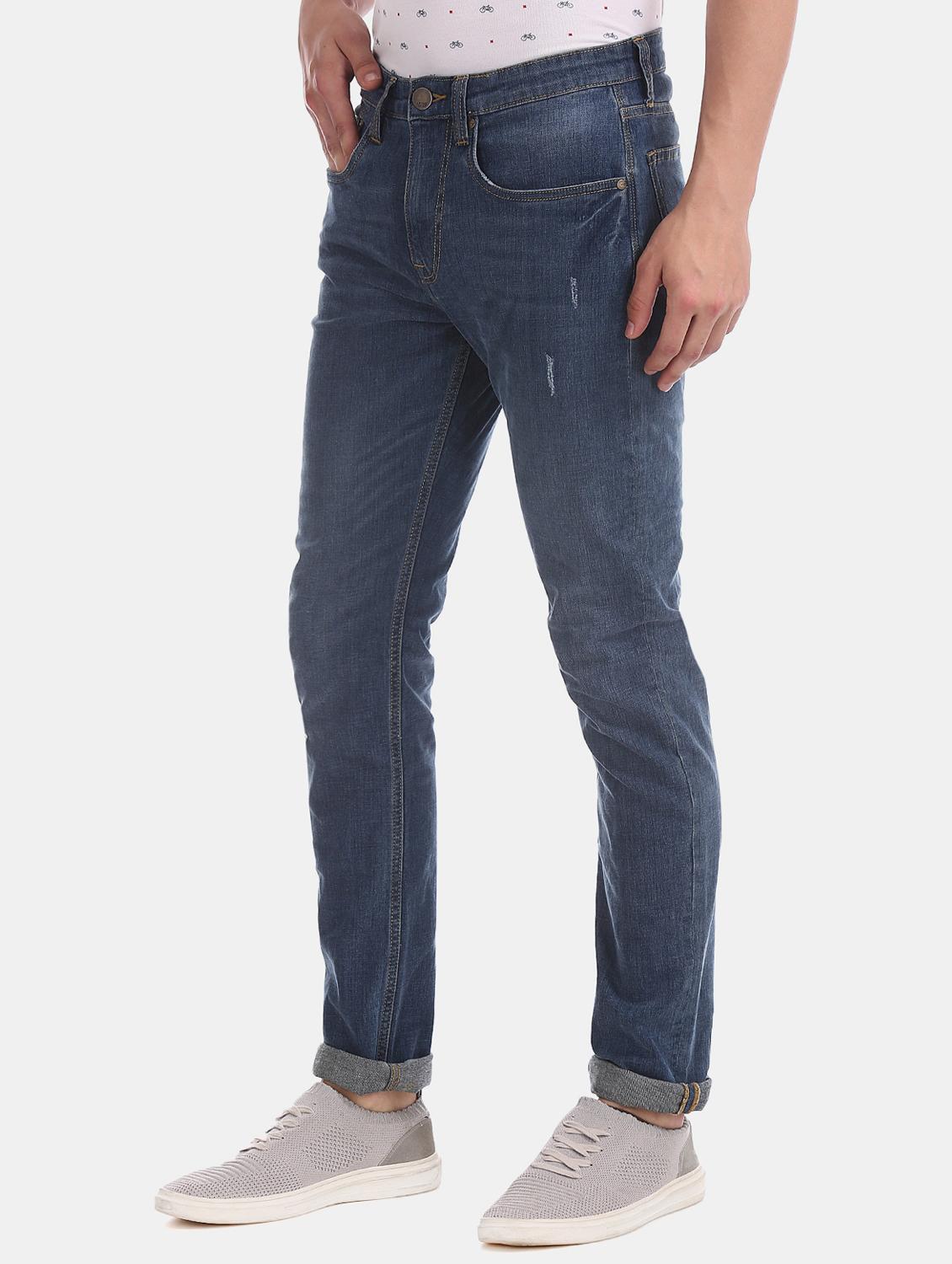 blue stone washed denim jeans - 17597799 - Standard Image - 1