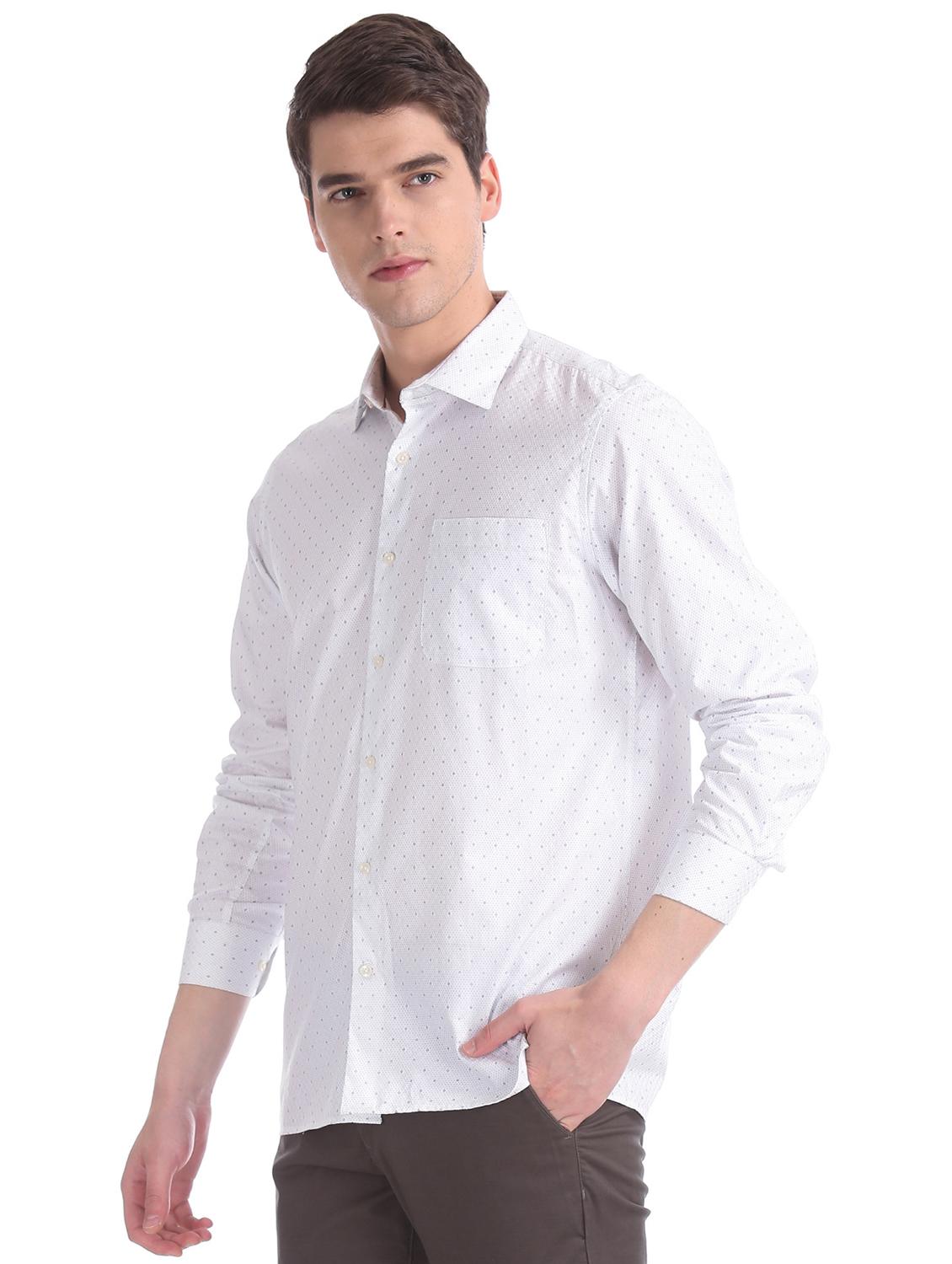 mens micro print casual shirt - 17598001 - Standard Image - 1