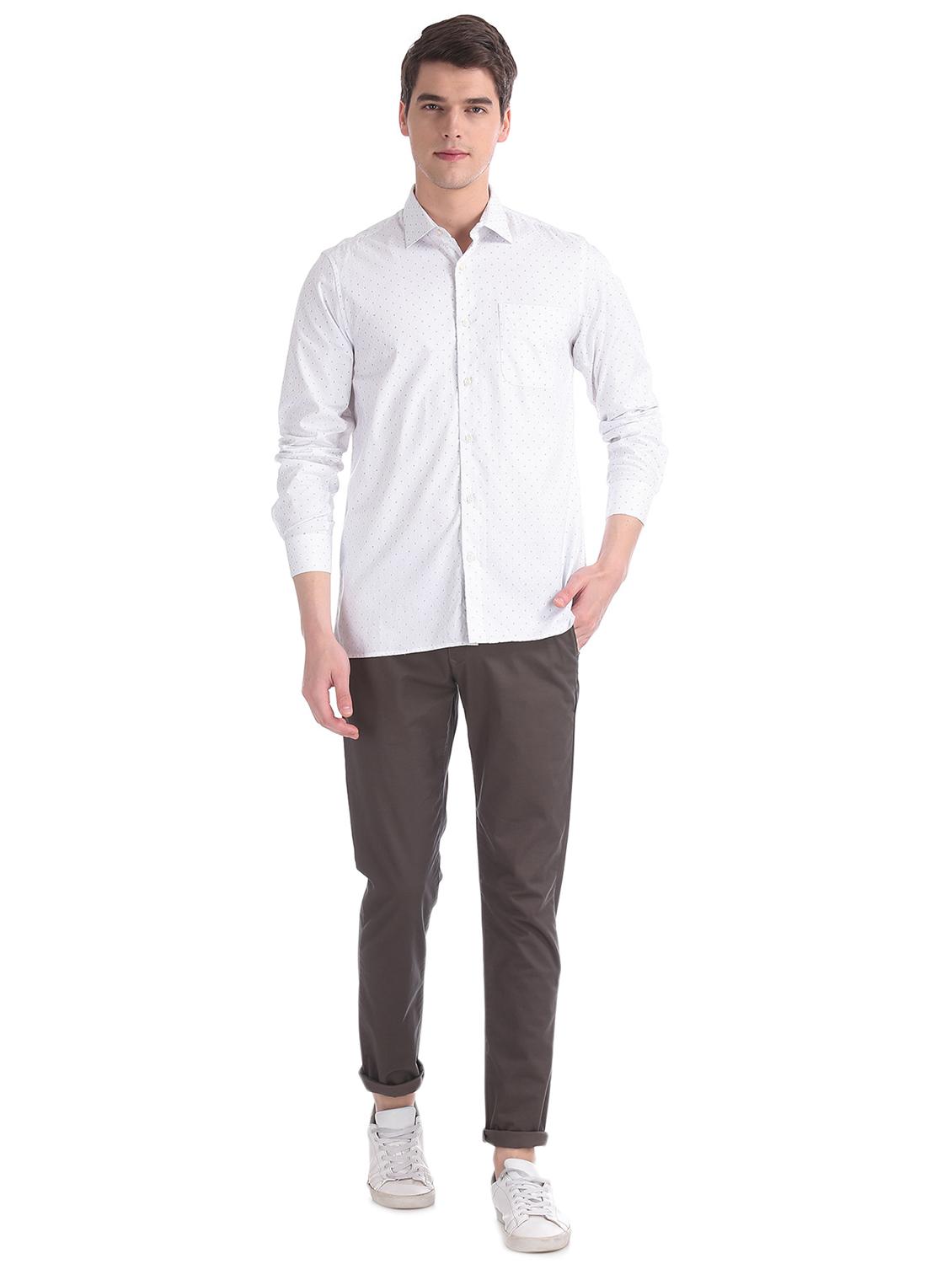 mens micro print casual shirt - 17598001 - Standard Image - 4