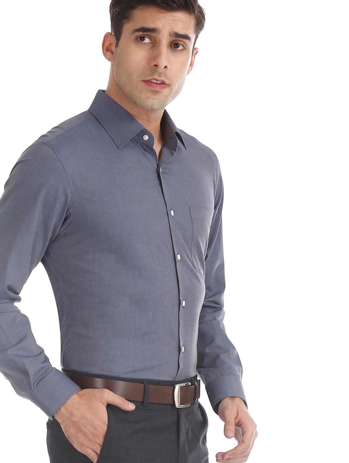 grey striped  formal shirt - 17598114 -  Standard Image - 1