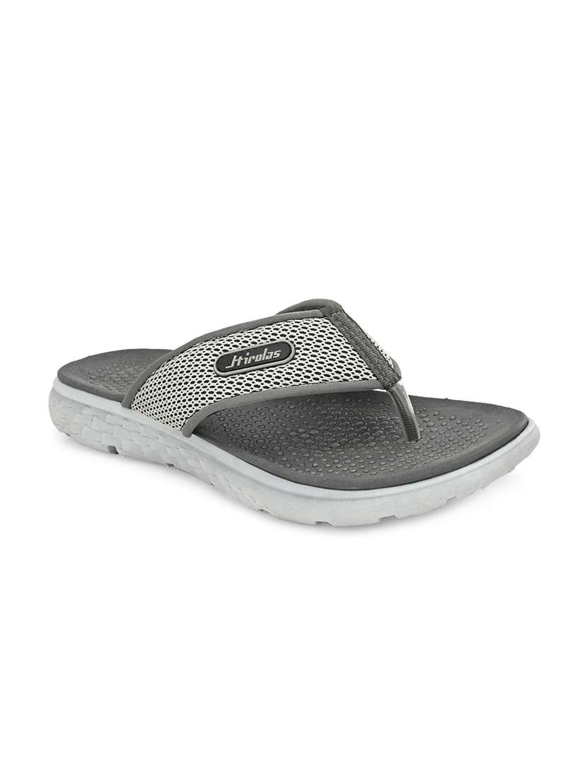 grey fabric slip on slippers - 17599492 -  Standard Image - 1