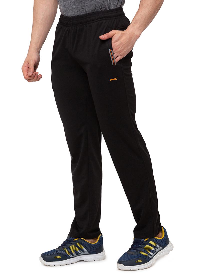 black solid full length track pant - 17599522 - Standard Image - 1