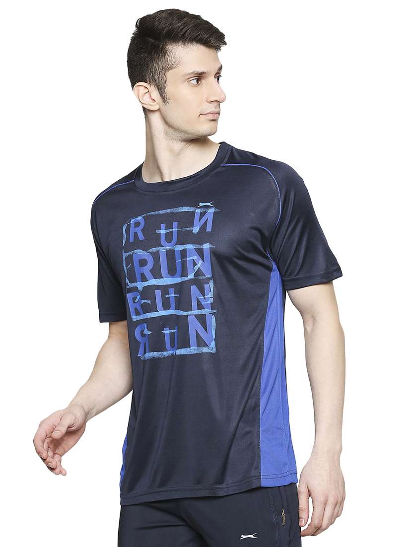 navy blue printed t-shirt - 17599534 - Standard Image - 1
