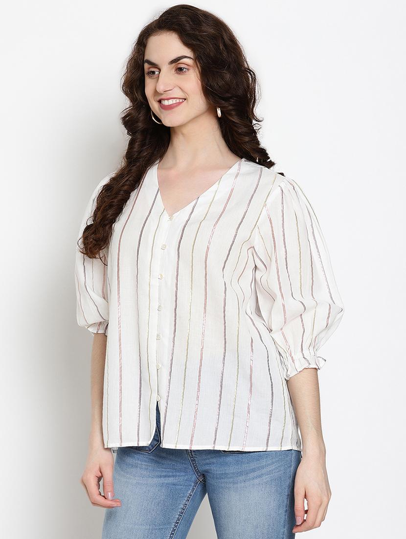v-neck striped top  - 17599923 -  Standard Image - 1