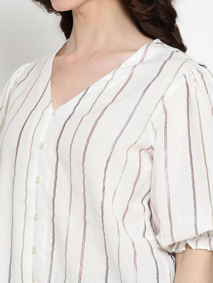 v-neck striped top - 17599923 - Standard Image - 4
